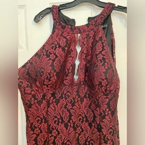 Black and Red Sparkly Ball Gown